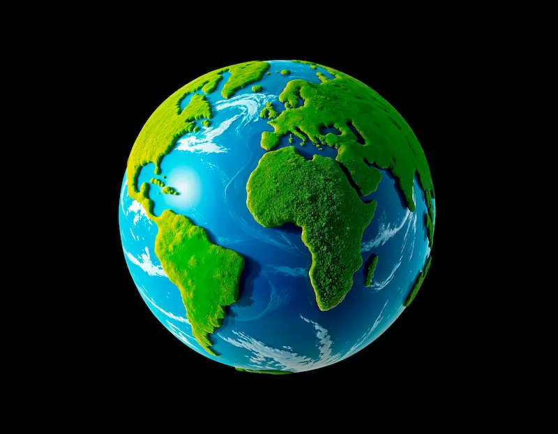 Earth globe representing environmental impact